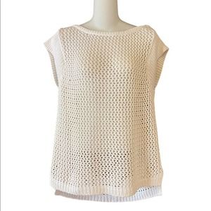 White House Black Market Ladies Size Medium White Crochet Sleeveless Sweater